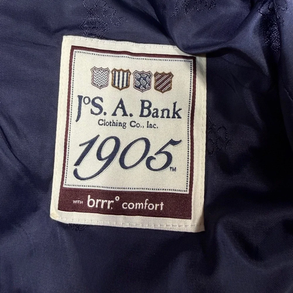 Jos A Bank 1905 Plaid Blazer Mens 43R Navy Blue Wool Blend Brrr Comfort EUC